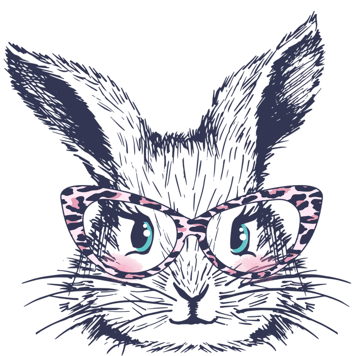 Cute Easter Bunny With Glasses Button